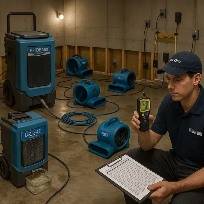 Structural Drying and Dehumidification process in Novato, CA